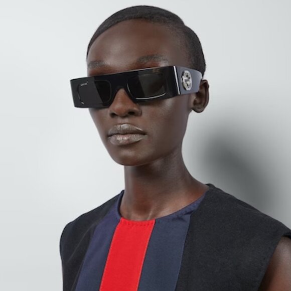 NEW GUCCI SQUARE UNISEX BLACK SUNGLASSES GUCCI - Picture 1 of 14